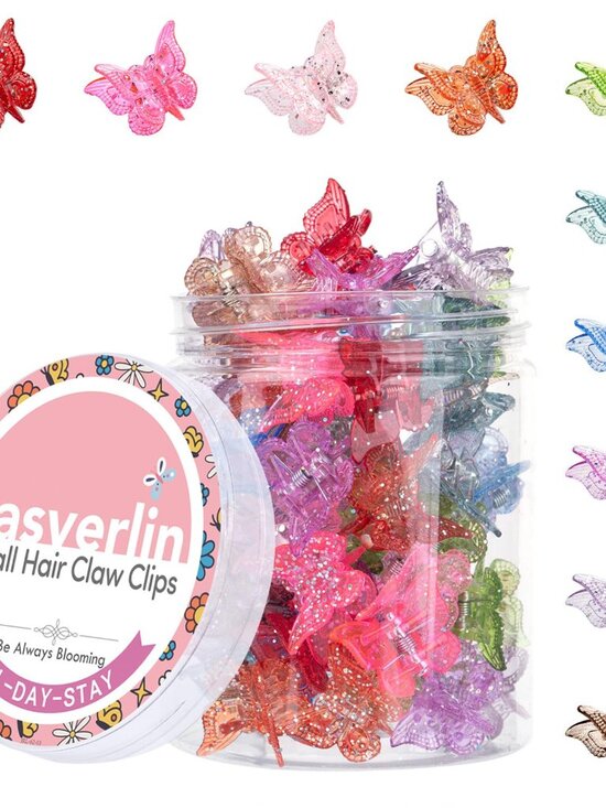 Accessories - Glitter Mini Butterfly Hair Claw Clips, Sparkly Colorful Hair Accessories for Gi